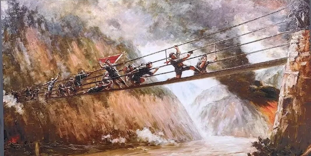 飞夺泸定桥主题油画